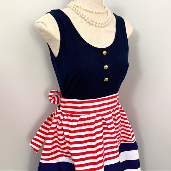 NEW Retro PinUp Sailor Dress, Striped Swing Skirt (M) - Picture 5 of 10